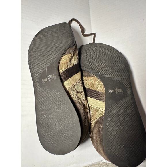 Authentic Coach Size 7.5 Brown Kelson Suede Flawed Sneakers Signature Logo - Picture 4 of 6